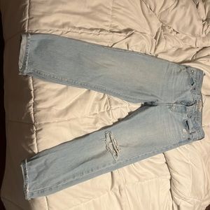 Levi jeans! Not to worn, they are a wedgie straight!